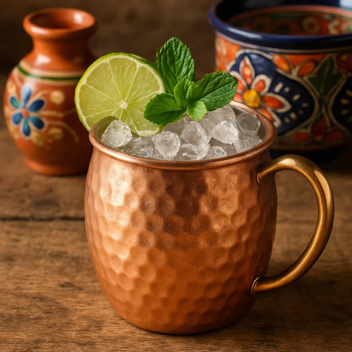 Mezcal Mule — OGAL con ginger beer en taza de cobre